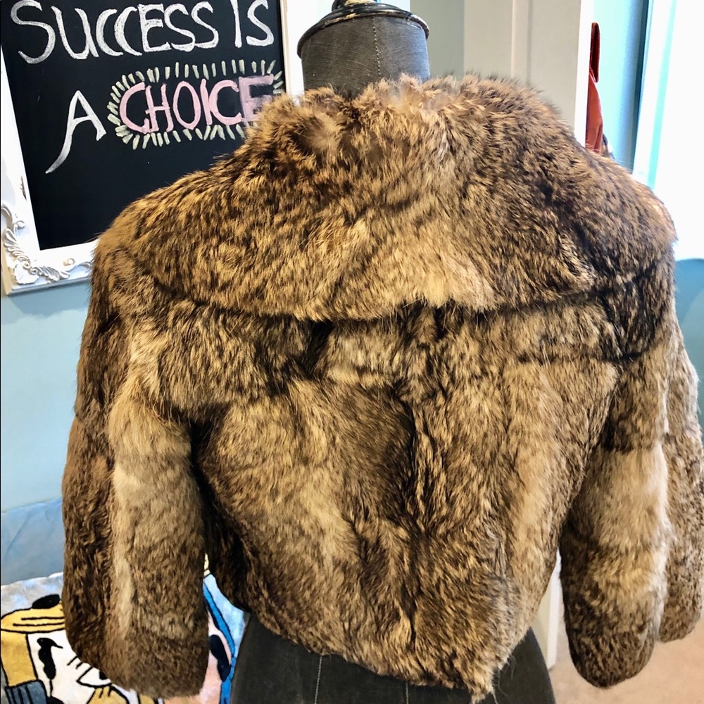 Arden B Rabbit Fur Cropped Jacket